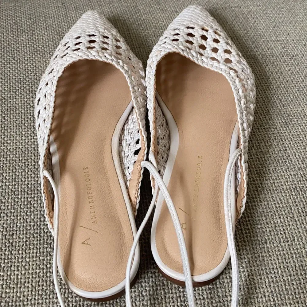 NWOB Anthropologie Marino Ankle-Tie Flats Size 7.5